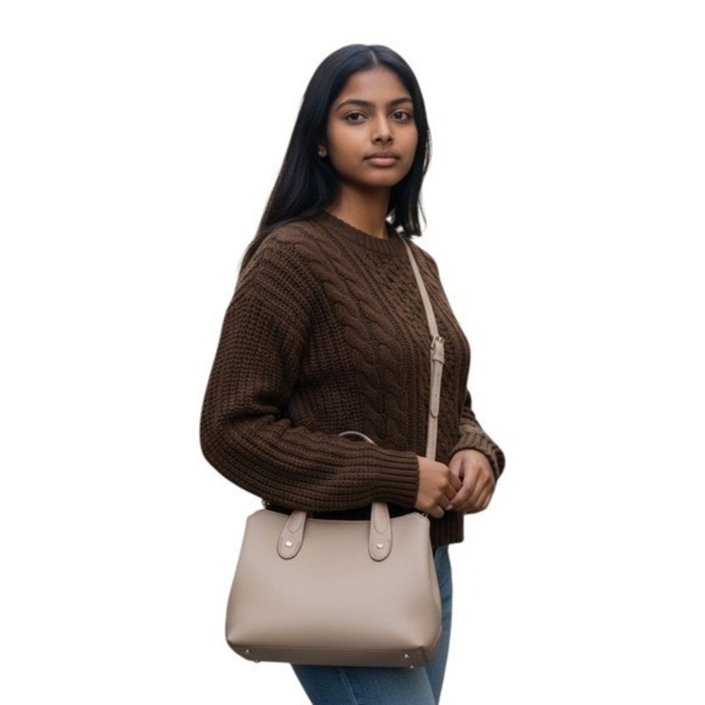 Zara Satchel Bag, Top Handle Crossbody, Work Bag, Shoulder‎ Bag, Tote, Taupe